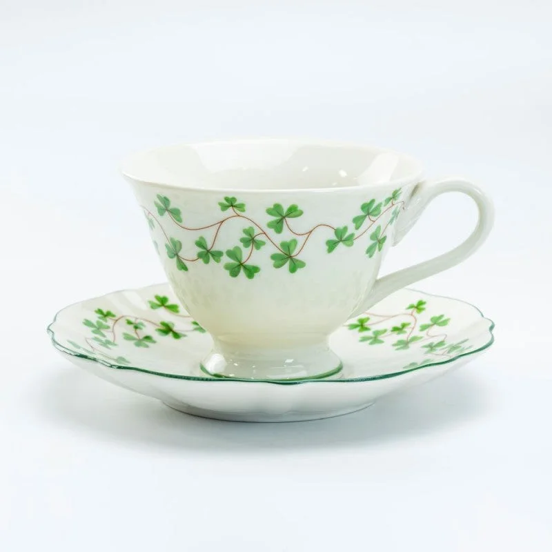 personalized mugs for pet lovers-Clover Vine Tea Cups and Saucers Set of 4