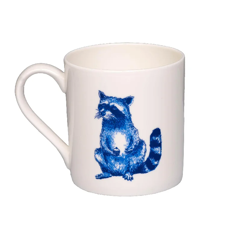 porcelain dinner plates for upscale events-Blue Raccoon with Cupcakes Mug, 300ml