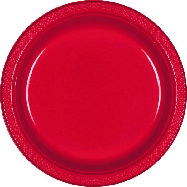 luxury glass dinnerware set for parties-PLATE - APPLE RED 10 1/4" PLASTIC 20 CT/PKG