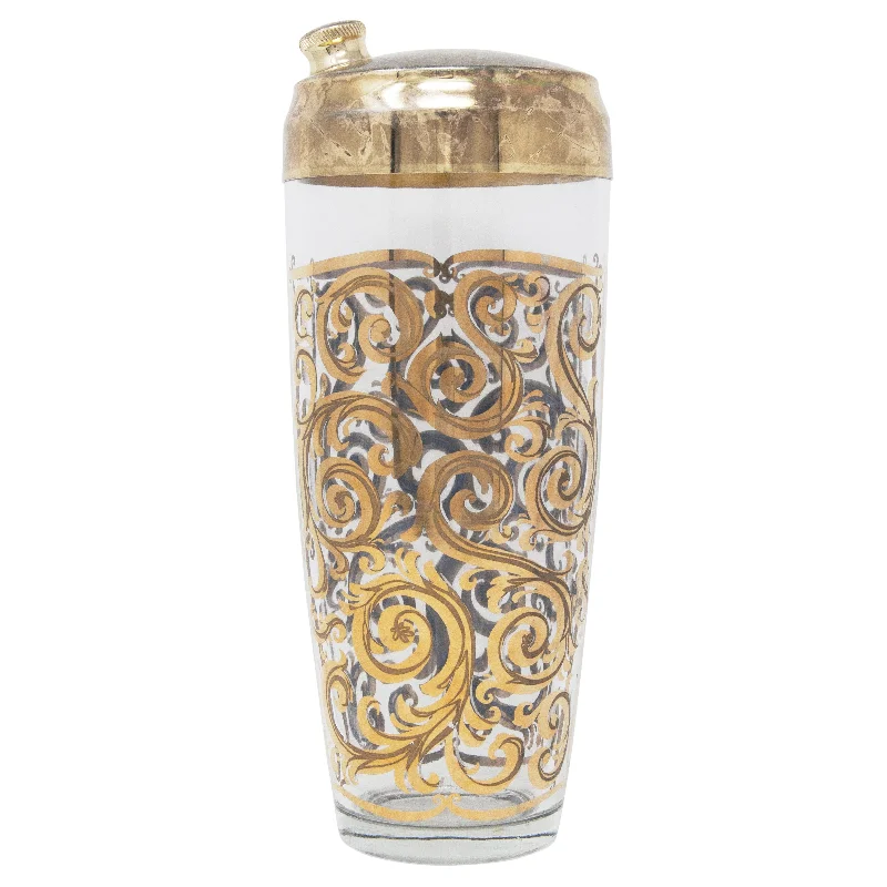 casual dinnerware set for everyday meals-Gold Scroll Cocktail Shaker