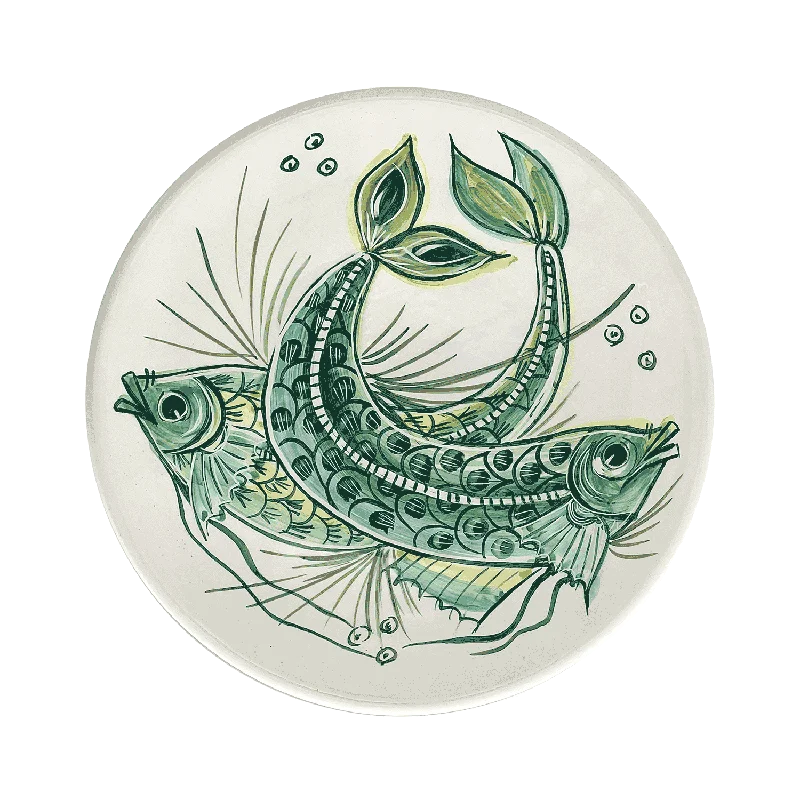 luxury stoneware dinnerware set for holidays-Green Aldo Fish Dinner Plate