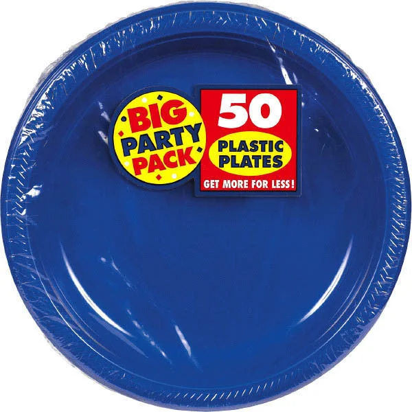 dinnerware set with matching cups and saucers-PLASTIC PLATES ROYAL BLUE 10.5"   50PCS/PKG