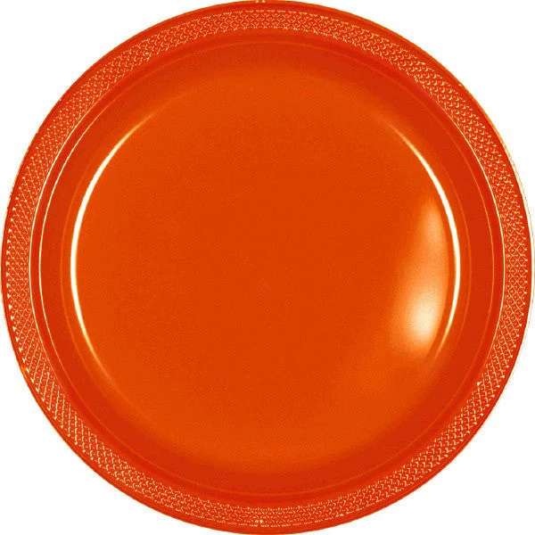 dinner plates with matching mugs and bowls-PLASTIC PLATES - ORANGE  7"   20 COUNT