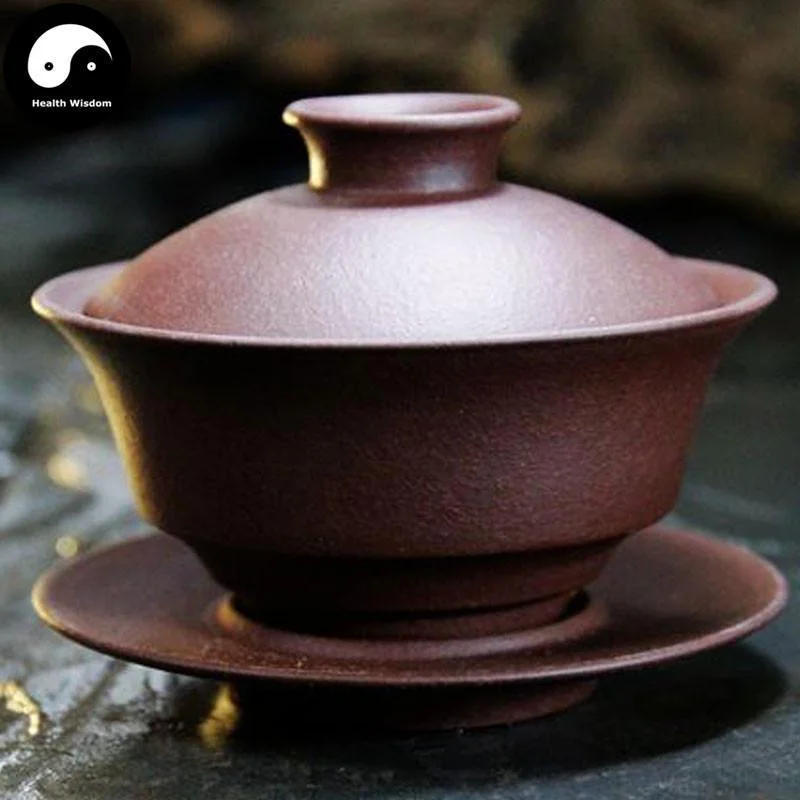 cute mugs for tea drinkers-Yixing Zisha Purple Clay Gaiwan Tea Cup 130ml 盖碗