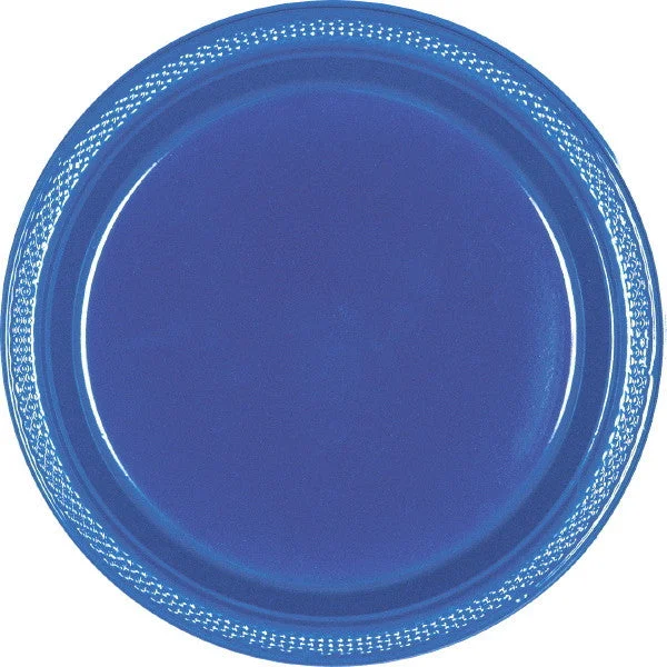 rustic dinnerware set for picnics-PLATE - FLAG BLUE 9"    PLASTIC   20 CT/PKG