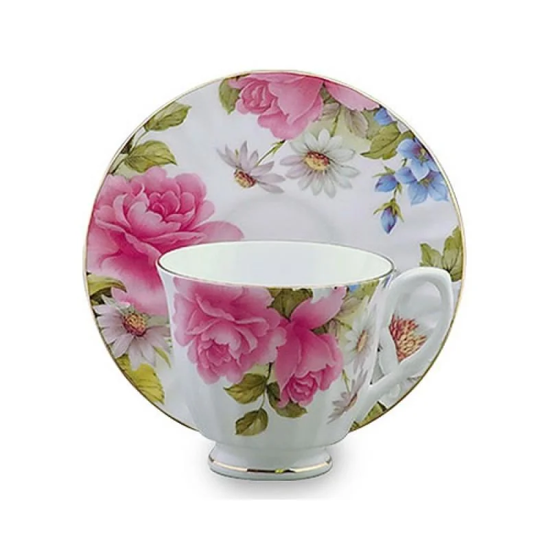 stylish insulated coffee mugs for office-Grace's Rose Fine Bone China Tea Cup (Teacup) and Saucer Set