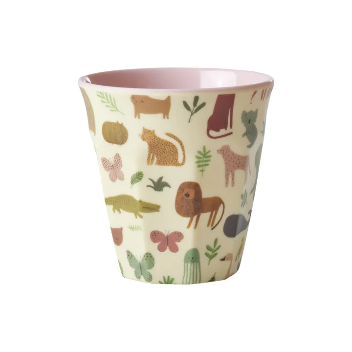 reusable coffee mugs for hot drinks-Rice DK Melamine Kids Cup with Sweet Jungle Print - Pink - Small - 160ml