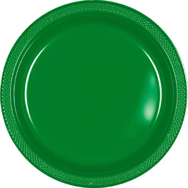 formal dinner plates with matching bowls-PLASTIC PLATES - FESTIVE GREEN   7"   20 COUNT