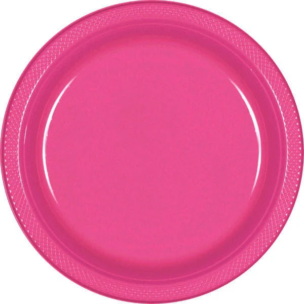 dinner plates for outdoor BBQs-PLATE - BRIGHT PINK 10 1/4" PLASTIC 20 CT/PKG