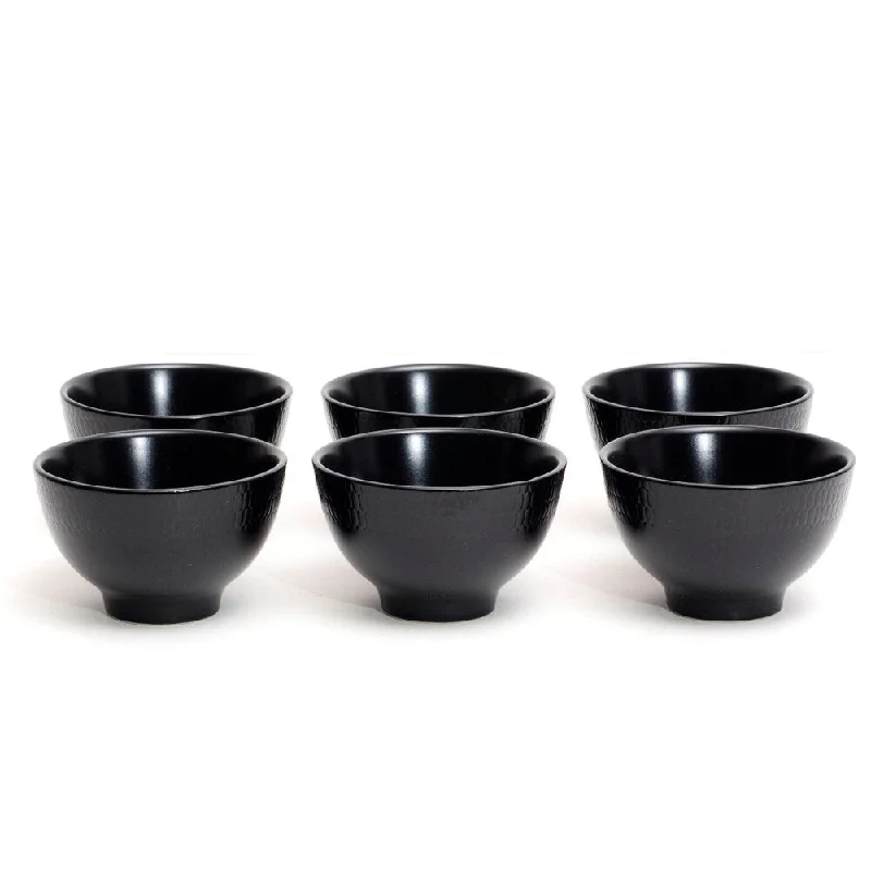 melamine dinnerware for casual events-Black Rice Round Fruit Bowl 6" 6.5oz(Set of 6)