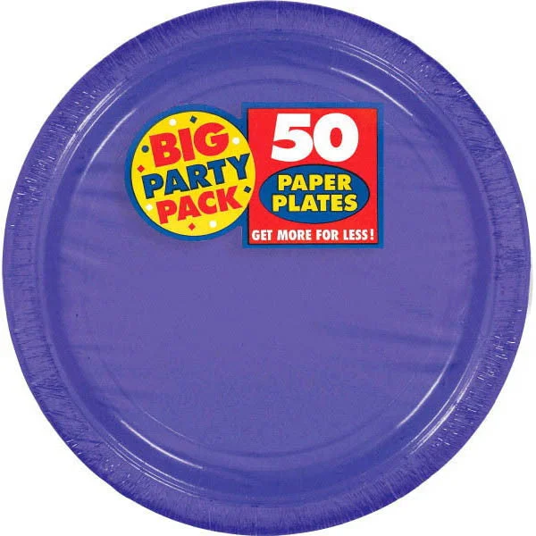 dinnerware set for stylish dinner parties-PAPER PLATE PURPLE 8.5" 50CT