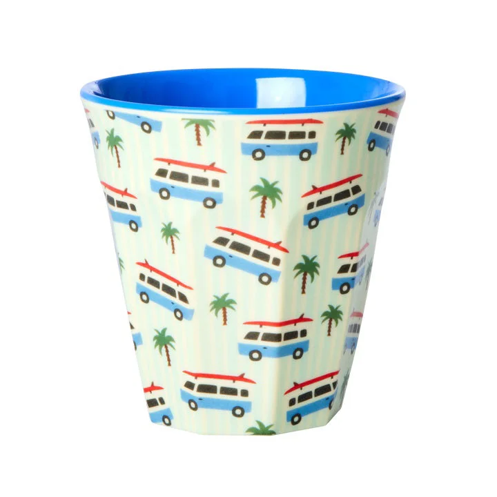 large ceramic travel mugs for tea-Rice DK Melamine Cup with Cars Print - Two Tone - Medium