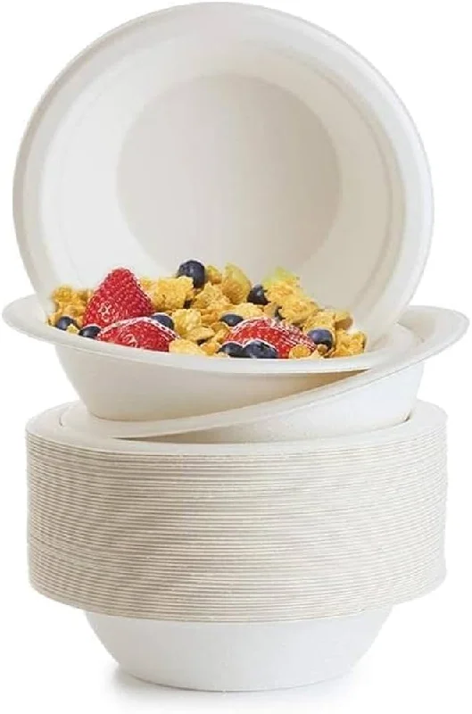 formal dinnerware for hosting guests-BAGASSE BOWL (16 OZ-500ML) WHITE-CARTON OF 500PCS