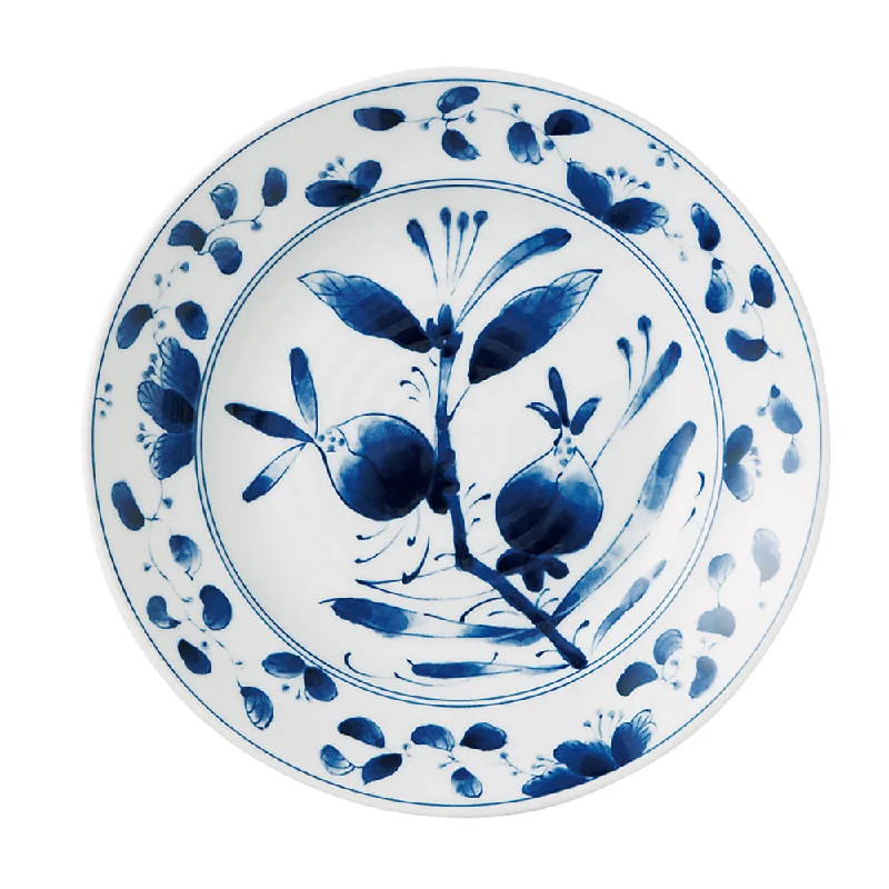 disposable dinner plates for holidays-Blue and White Dinner Plate - Fruits and Leaves