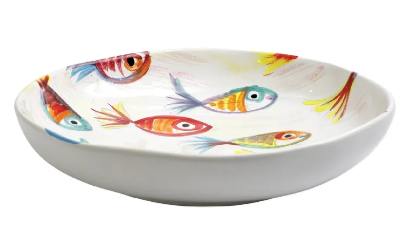 unique stoneware dinner plates set-Vietri Pesci Colorati Shallow Bowl