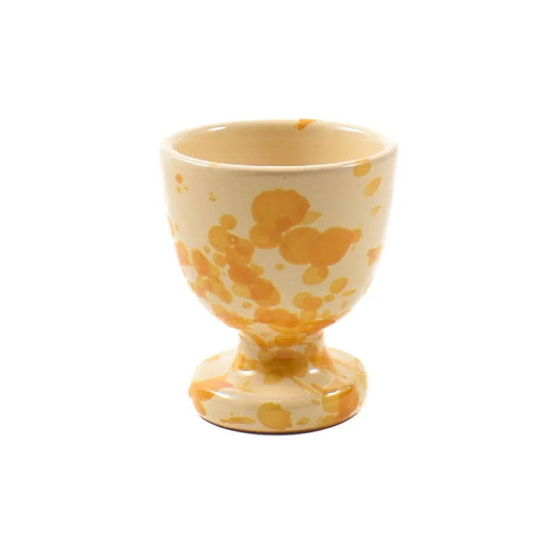 eco-friendly dinnerware for intimate dinners-Puglia Dark Yellow Splatter Egg Cup