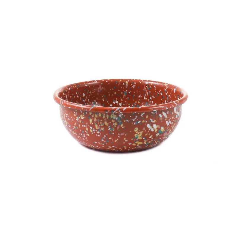 casual dinnerware with modern accents-Kapka x Sous Chef Rust Splatter Enamel Shallow Bowl, 14cm