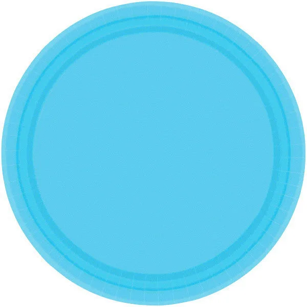 dinnerware for hosting intimate dinners-PAPER PLATE CARIBBEAN BLUE  8.5"   20CNT