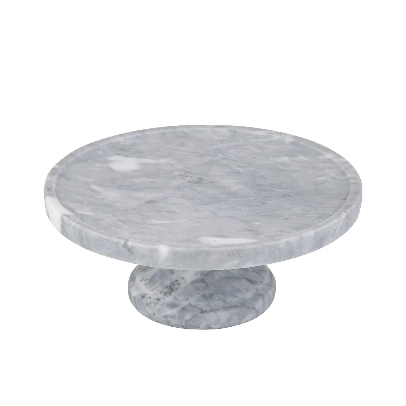 durable dinner plates for everyday meals-Davis & Waddell Nuvolo Marble Footed Cake Stand 25cm