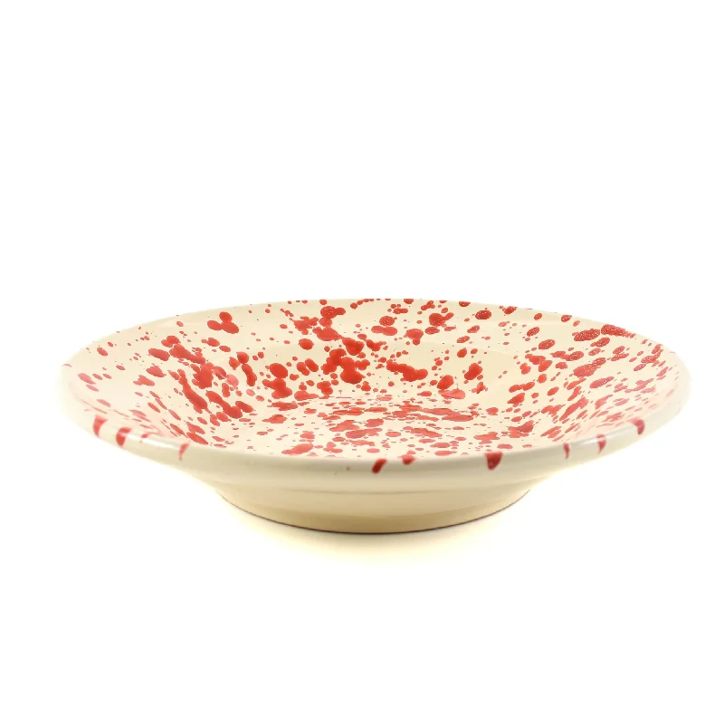 wedding dinnerware with matching cups-Puglia Red Splatter Pasta Bowl, 29cm