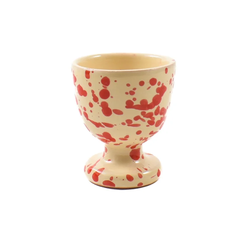 hand-painted dinnerware set-Puglia Red Splatter Egg Cup