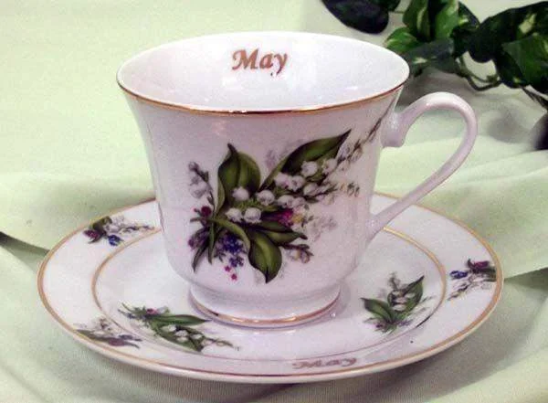 cute coffee mugs for housewarming gifts-Flower of the Month Teacup - May