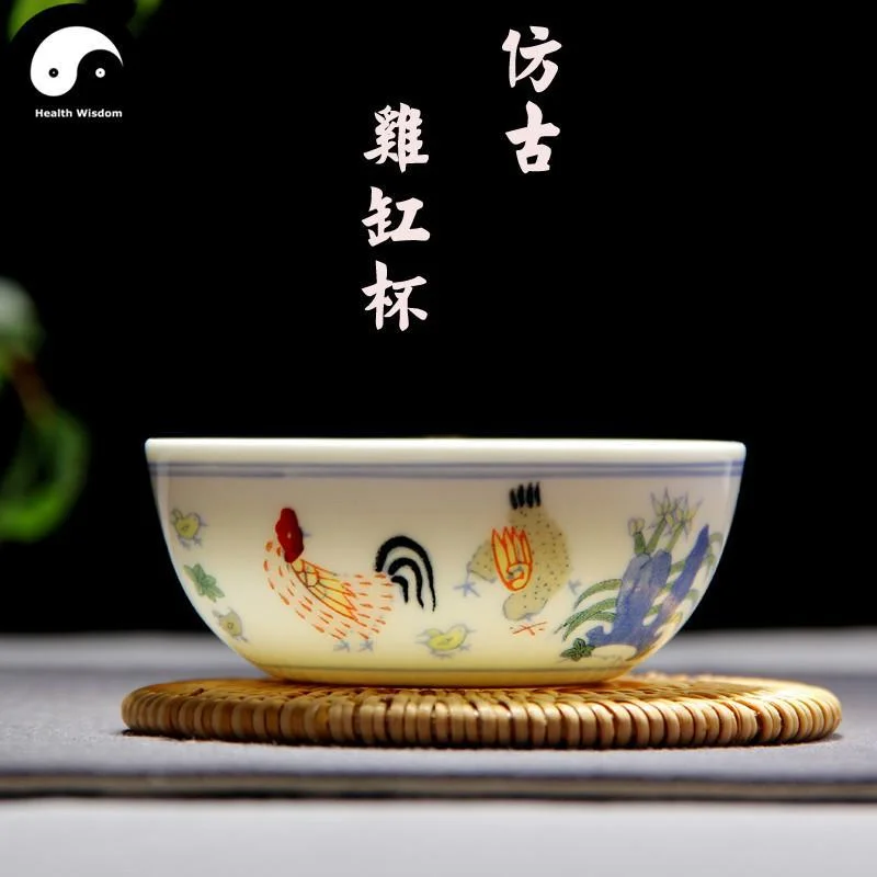 large ceramic mugs for tea drinkers-Antique Ceramic Tea Cups 100ml*1pcs 鸡缸杯