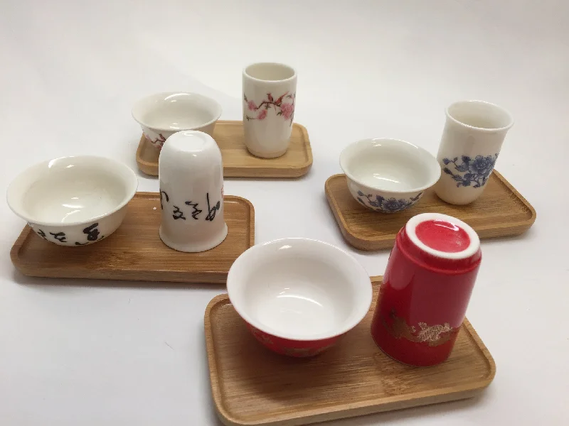 eco-friendly mugs for hot beverages-Cups-Gong fu tea tasting cups 4 set of total 8 cups