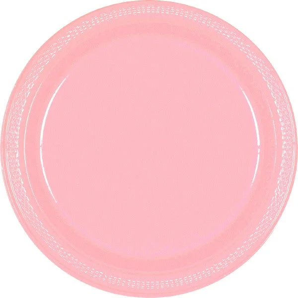 luxury dinner plates with intricate designs-PLATE - NEW PINK PLASTIC 9"              20 CT/PKG