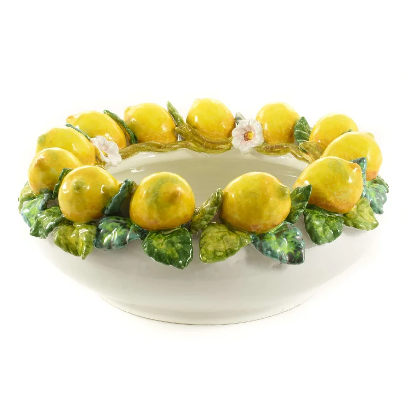 durable melamine dinner plates set-Handmade Tuscan Lemon Bowl, 35cm