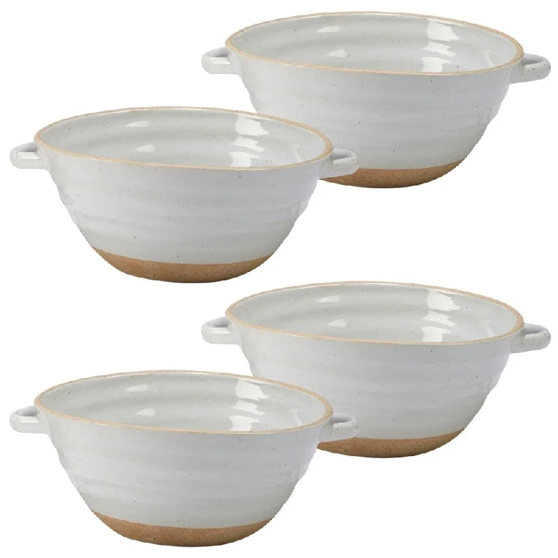 white dinner plates with artistic patterns-Certified International Artisan White 28-ounce Soup Crocks (Set of 4)