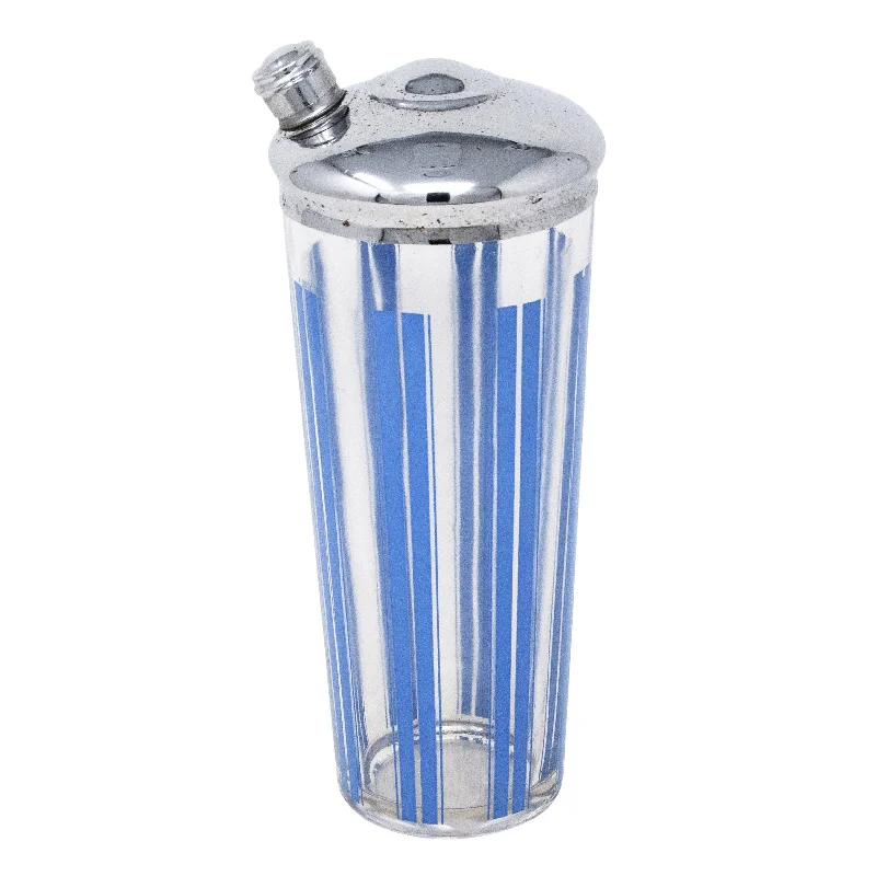 affordable dinnerware for large families-Vertical Blue Stripes Cocktail Shaker