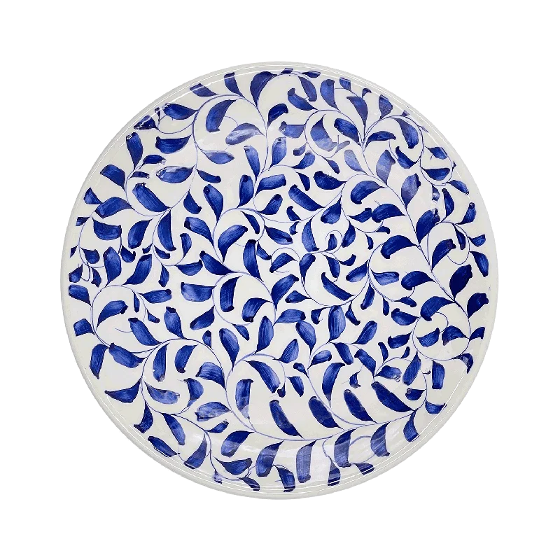 durable dinner plates for families-Navy Blue Scroll Dinner Plate