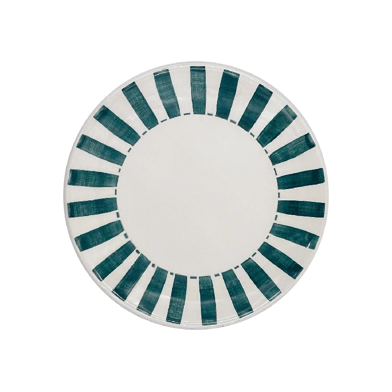 dinner plates with beautiful gold trim-Green Stripes Side Plate