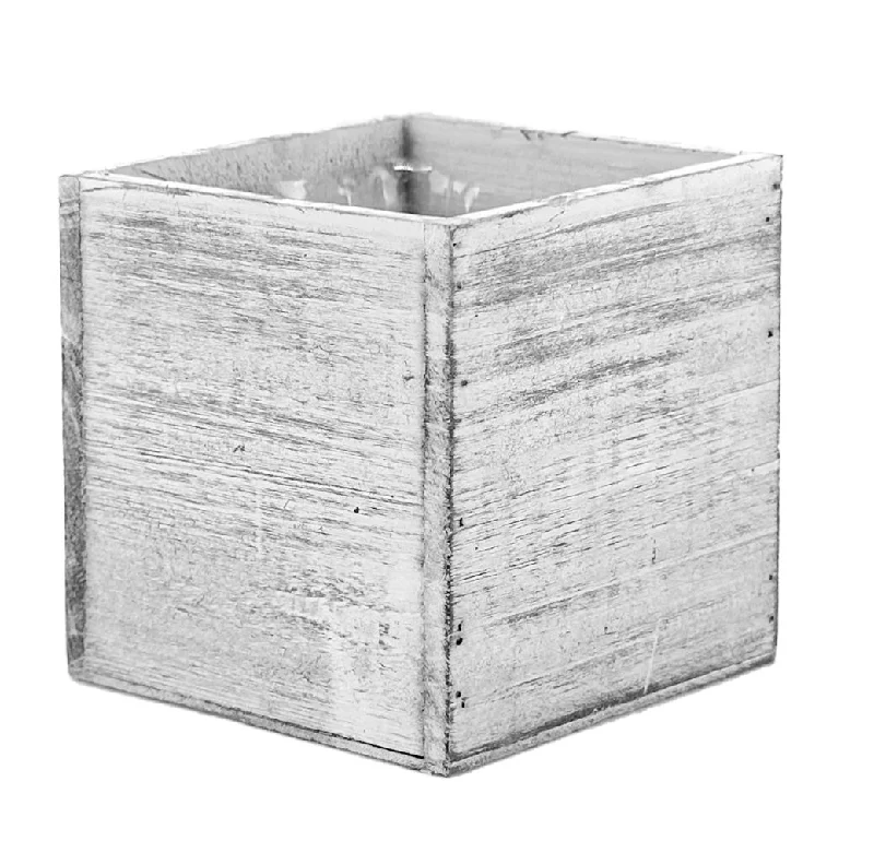 Large crystal vases for home centerpieces -24 PCS Natural White Wooden Cube Plant Box with Plastic Liner 5 Inches Each Side