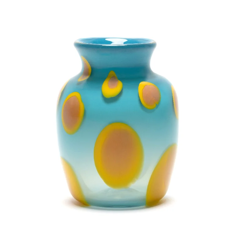 Designer decorative flower vases for office -Aqua Vase with Yellow and Pink Spots