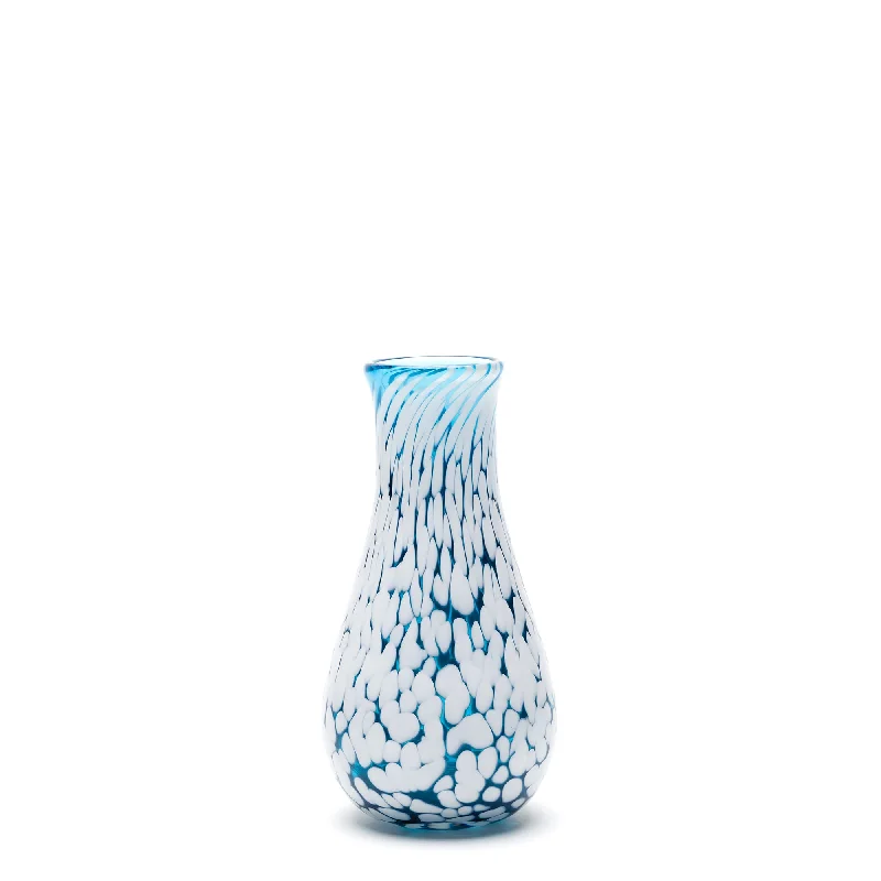 Luxury crystal vases for wedding decor -Aqua/White Spotted Bud Vase