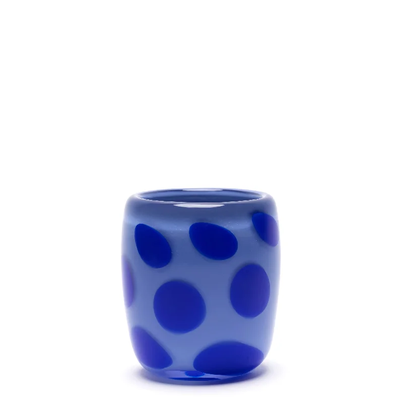 Luxury glass flower vases for dining room -Blue Vase with Royal Blue Spots