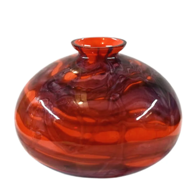 Luxury crystal vases for wedding decor -Chubby Czech Red and Purple Vase