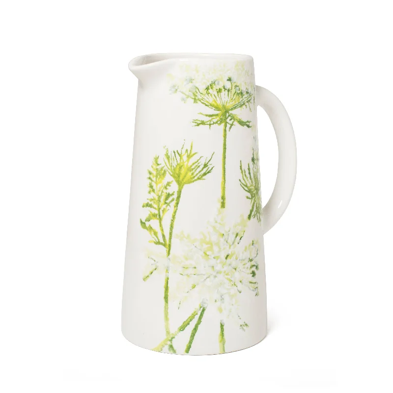 Designer vases for luxurious living room flower displays -BlissHome Pitcher - Cow Parsley