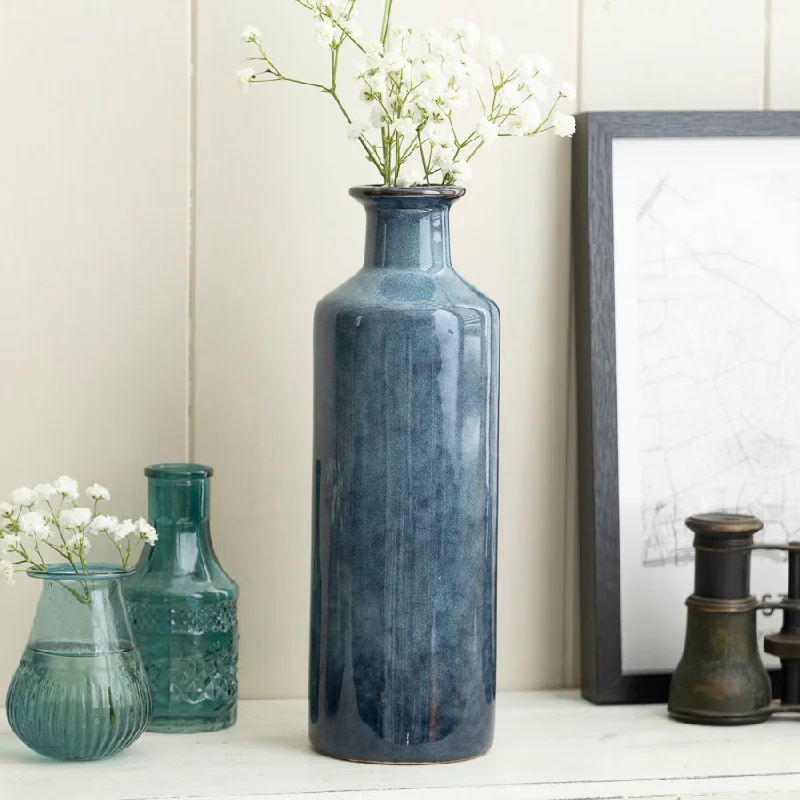 Elegant flower vases for modern weddings -Elegant Synergy Blue Ceramic Vase