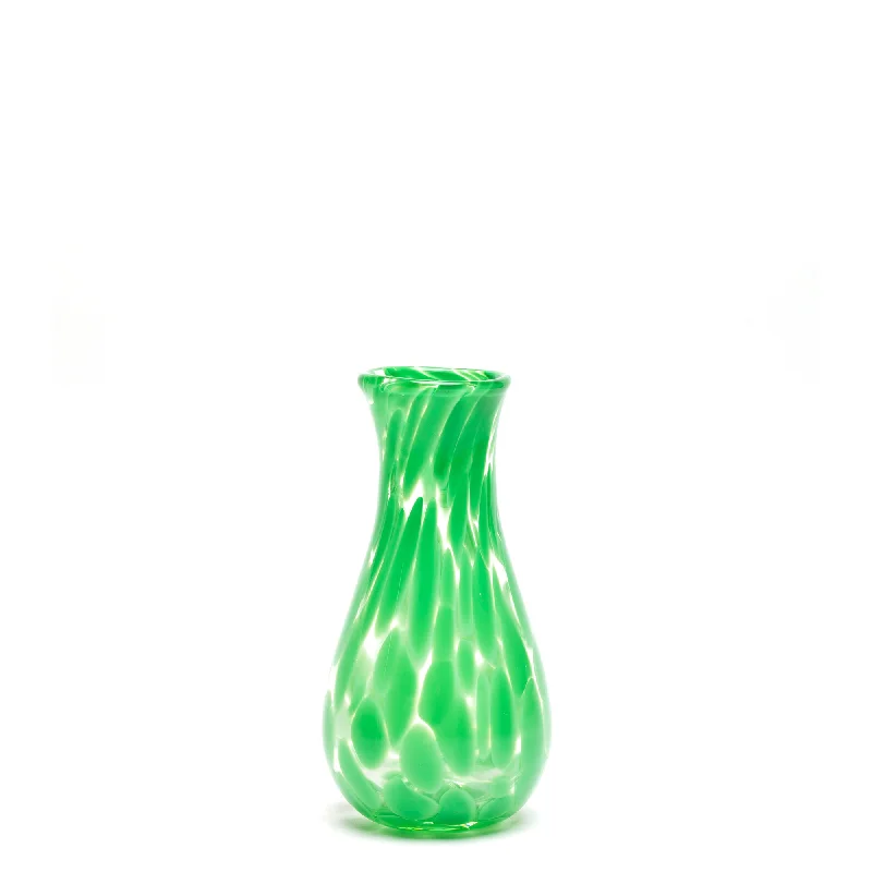 Simple elegant flower vases for home decor -Emerald Green/Transparent Spotted Bud Vase