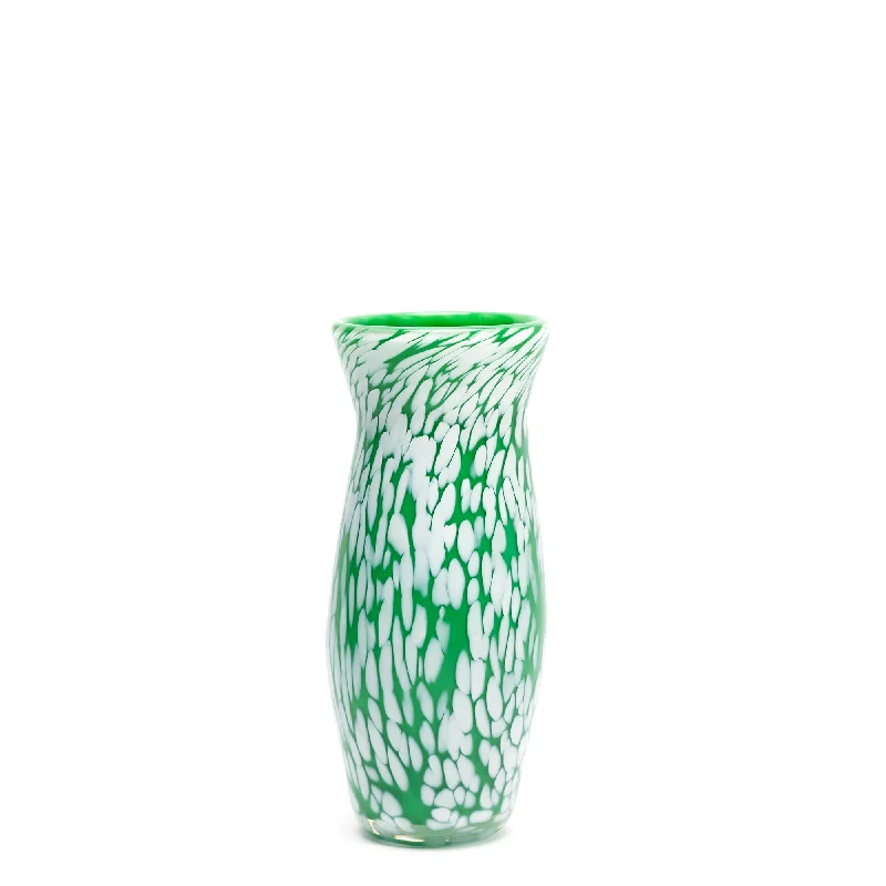 Simple handmade flower vases for living room -Emerald Green Vase with White Spots