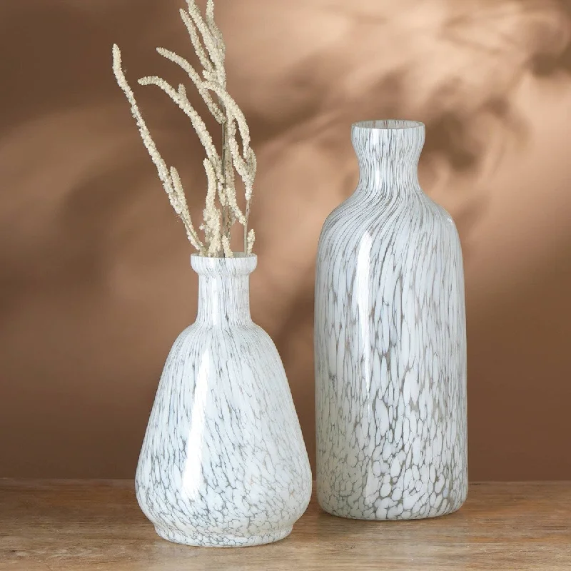 Beautiful crystal flower vases for home interiors -Expobazaar Ivory Splutter Glass Vase - 7'