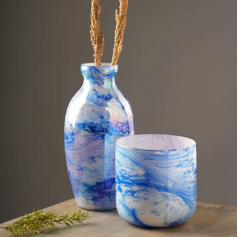 Handcrafted glass vases for modern floral displays -Expobazaar Marble Finish Glass Vase