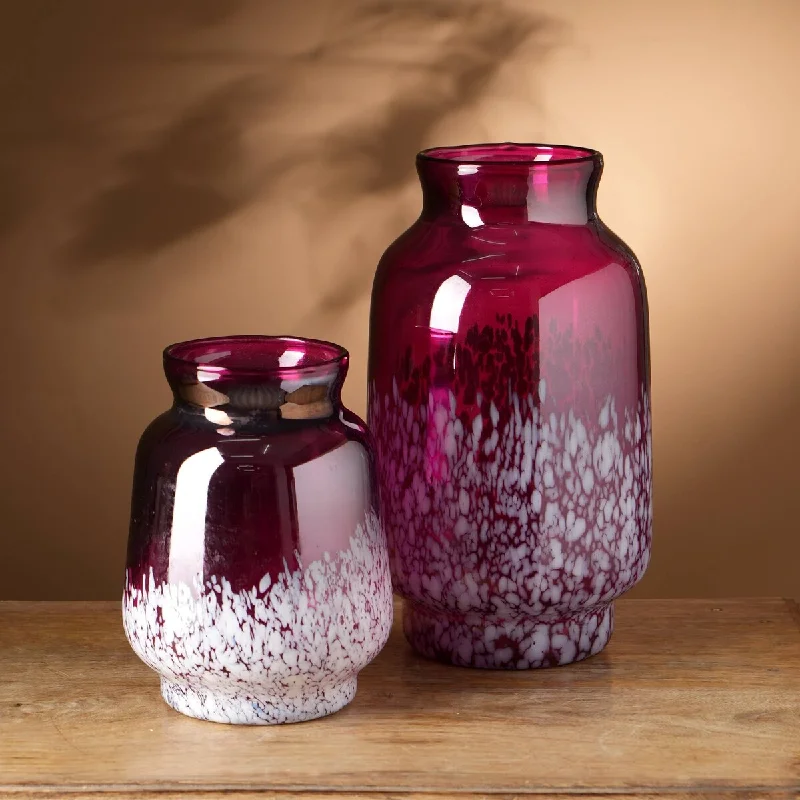 Designer tall flower vases for floral displays -Expobazaar Ruby Lustre With Splutter Glass Vase