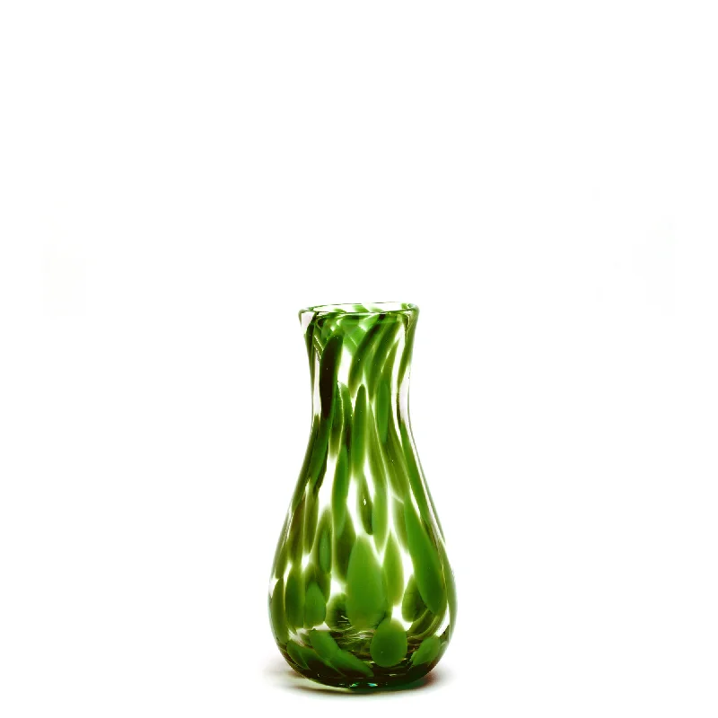 Modern glass flower vases for indoor plants -Forest Green/Transparent Spotted Bud Vase