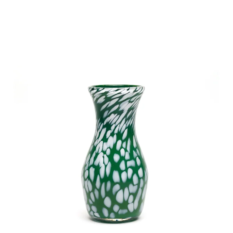 Unique tall vases for office floral decor -Forest Green/White Spotted Vase