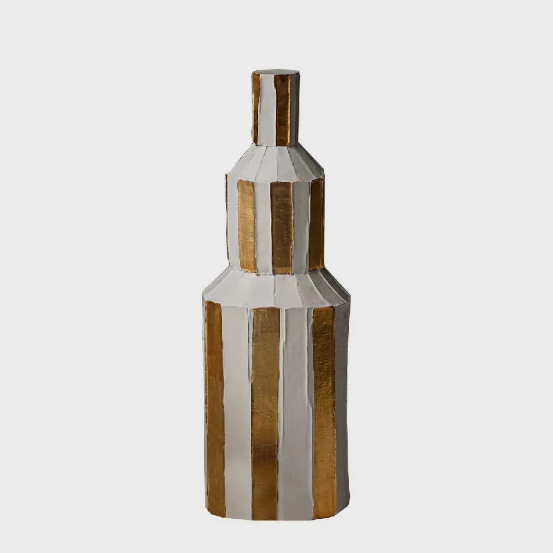 Designer ceramic vases for elegant flower arrangements -Fide Gold Stripes - Paper clay ceramic vase