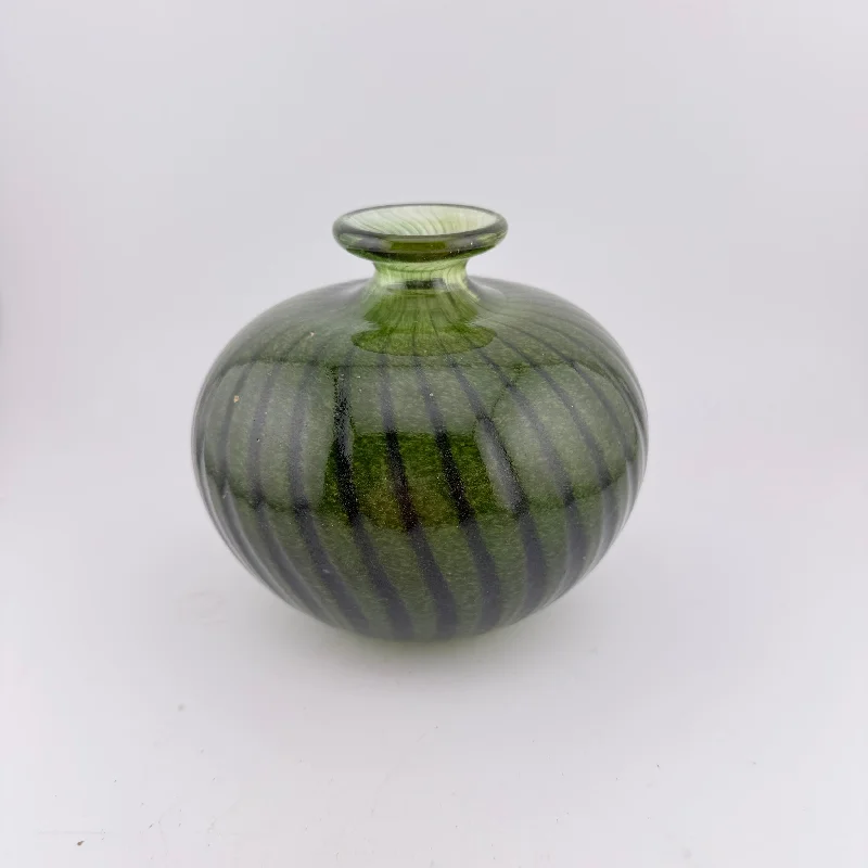 Affordable modern vases for floral arrangements -Green Striped Flask (second)